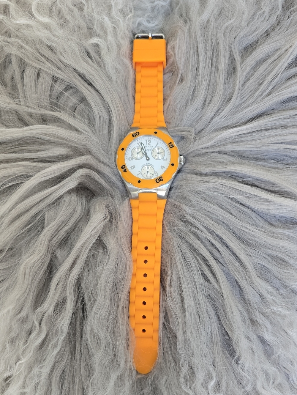 Invicta Ange 38 mm  Orange Siliconeand Silver Sport Watch - Picture 2 of 11